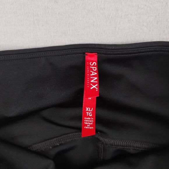 Spanx Faux Leather Leggings Stretch Compression Black Size XL - Picture 3 of 10